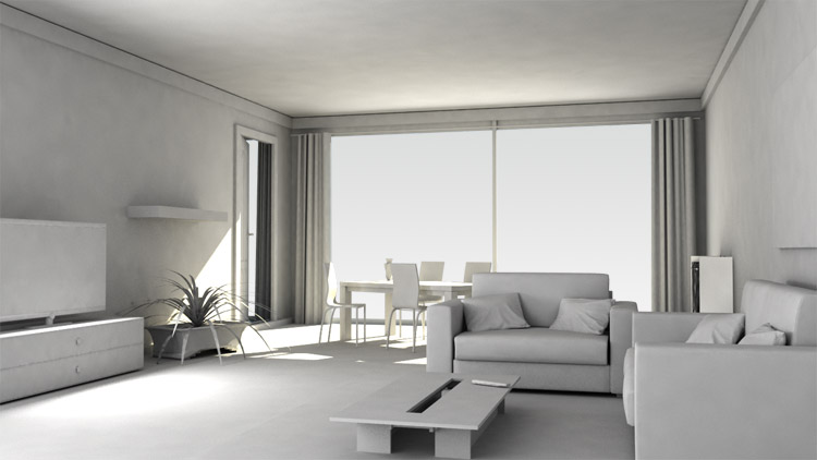 interrieur 3D d'un appartement moderne et design